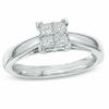 Thumbnail Image 1 of 3/8 CT. T.W. Princess-Cut Quad Diamond Engagement Ring in Platinaire® - Size 7