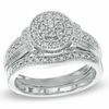 Thumbnail Image 1 of 3/8 CT. T.W. Diamond Vintage-Style Bridal Set in Platinaire® - Size 7