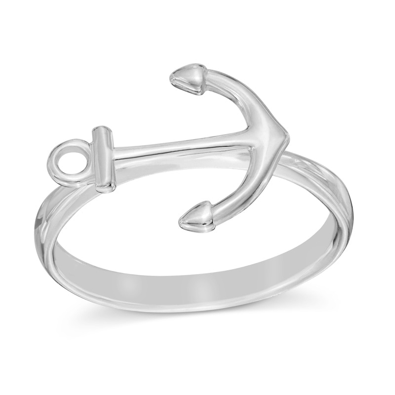 Sideways Anchor Ring in Sterling Silver - Size 7