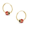 Child's Red Enamel Ladybug Continuous Hoop Earrings in 10K Gold