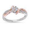 1/10 CT. T.W. Composite Diamond Bypass Split Shank Promise Ring in Sterling Silver and 14K Rose Gold Plate