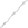 5mm Heart-Shaped Lab-Created Opal and Diamond Accent Bracelet in Sterling Silver