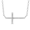 Thumbnail Image 1 of Diamond Accent Sideways Cross Necklace in Sterling Silver