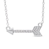 Diamond Accent Sideways Arrow Necklace in Sterling Silver