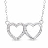 Thumbnail Image 1 of Diamond Accent Side By Side Heart Necklace in Sterling Silver