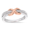 Diamond Accent Infinity Tie Ring in Sterling Silver and 14K Rose Gold Plate - Size 7