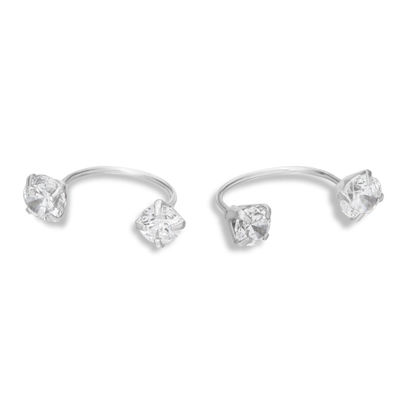 ピアス Luxury Street Wear ICE Silver Earrings Dute unisexual White Gold Sterling Silver Iced Cz Flower Cluster Men's Hip