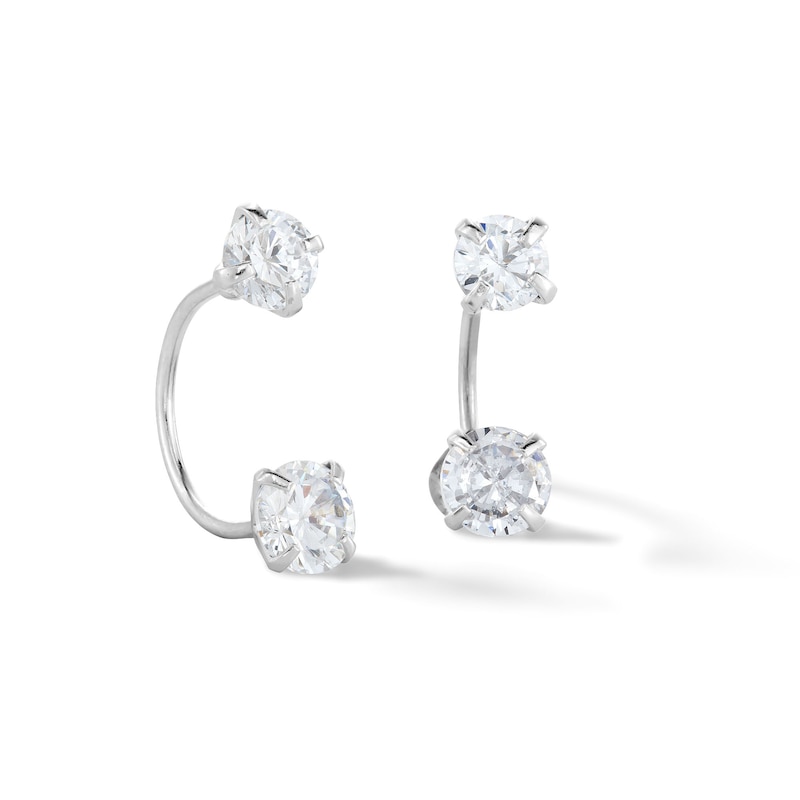 Cubic Zirconia Curved Drop Earrings in Sterling Silver