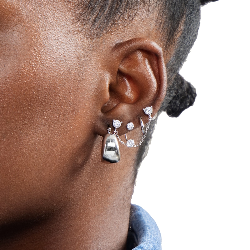 Main Image 4 of Cubic Zirconia Curved Drop Earrings in Sterling Silver