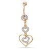 Thumbnail Image 0 of Yellow Ion Plated Crystal Triple Heart Dangle Belly Button Ring - 14G 3/8"