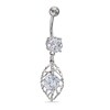 Thumbnail Image 1 of 014 Gauge Cubic Zirconia Leaf Dangle Belly Button Ring in Stainless Steel