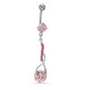 014 Gauge Pink Cubic Zirconia Abstract Infinity Dangle Belly Button Ring in Stainless Steel