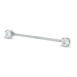Solid Stainless Steel CZ Industrial Barbell - 14G 1 3/8"