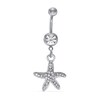 Thumbnail Image 1 of 014 Gauge Belly Button Ring with Crystal Starfish Dangle in Stainless Steel