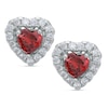 Child's Heart-Shaped Red Cubic Zirconia Stud Earrings in Sterling Silver