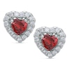 Thumbnail Image 1 of Child's Heart-Shaped Red Cubic Zirconia Stud Earrings in Sterling Silver