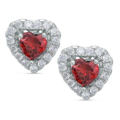 Child's Heart-Shaped Cubic Zirconia Stud Earrings in Sterling Silver