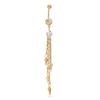 014 Gauge Crystal Dangle Cones Belly Button Ring in Stainless Steel with Yellow IP