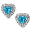 Thumbnail Image 1 of Child's Heart-Shaped Blue Cubic Zirconia Stud Earrings in Sterling Silver