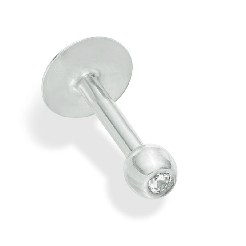 Main Image 1 of 016 Gauge Labret with Cubic Zirconia in 10K White Gold