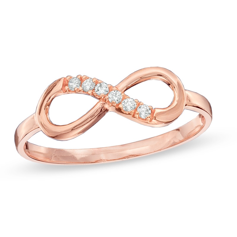 Cubic Zirconia Sideways Infinity Ring in 10K Rose Gold - Size 6