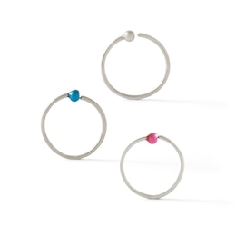 020 Gauge Multi-Color Nose Ring Set in Solid Stainless Steel