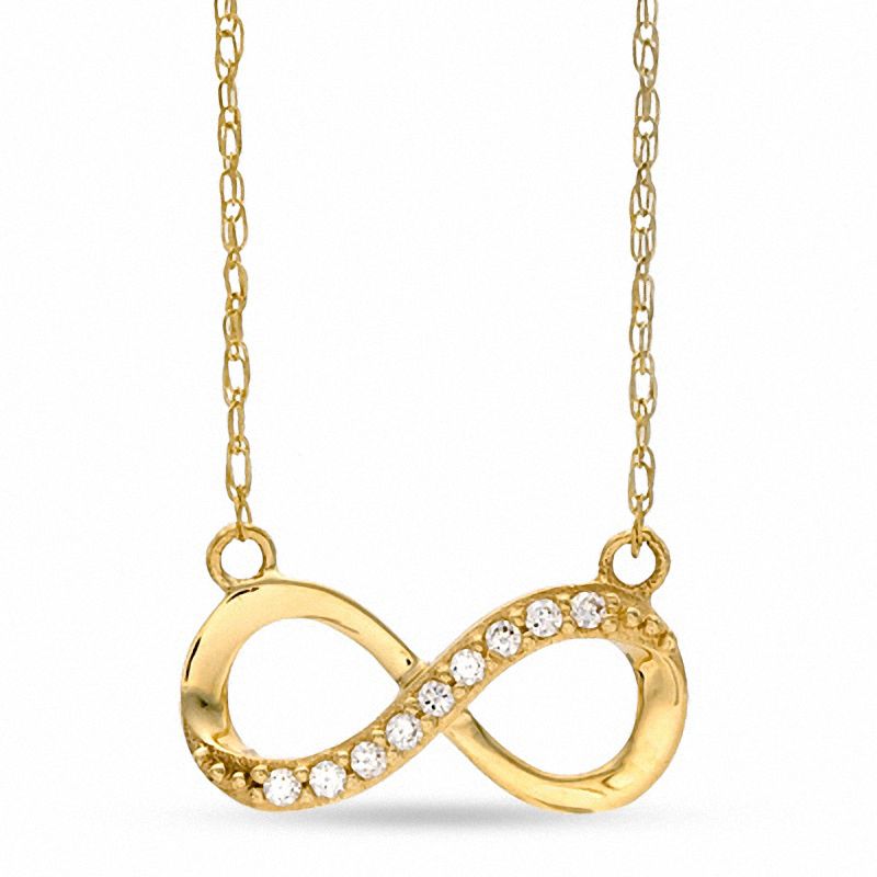 Main Image 1 of Cubic Zirconia Infinity Necklace in 10K Gold