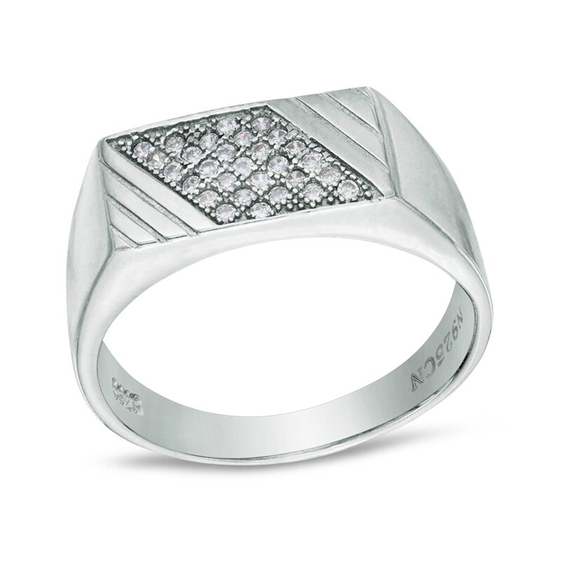 Cubic Zirconia Rectangle Ring in Sterling Silver - Size 10