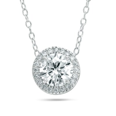 Sterling Silver CZ Frame Circle Pendant - 18"