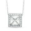 Thumbnail Image 1 of 7mm Princess-Cut Cubic Zirconia Frame Pendant in Sterling Silver - 20&quot;