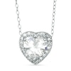 Thumbnail Image 0 of 7mm Heart-Shaped Cubic Zirconia Frame Pendant in Sterling Silver - 20"