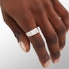Cubic Zirconia Rectangle Cluster Ring in Sterling Silver