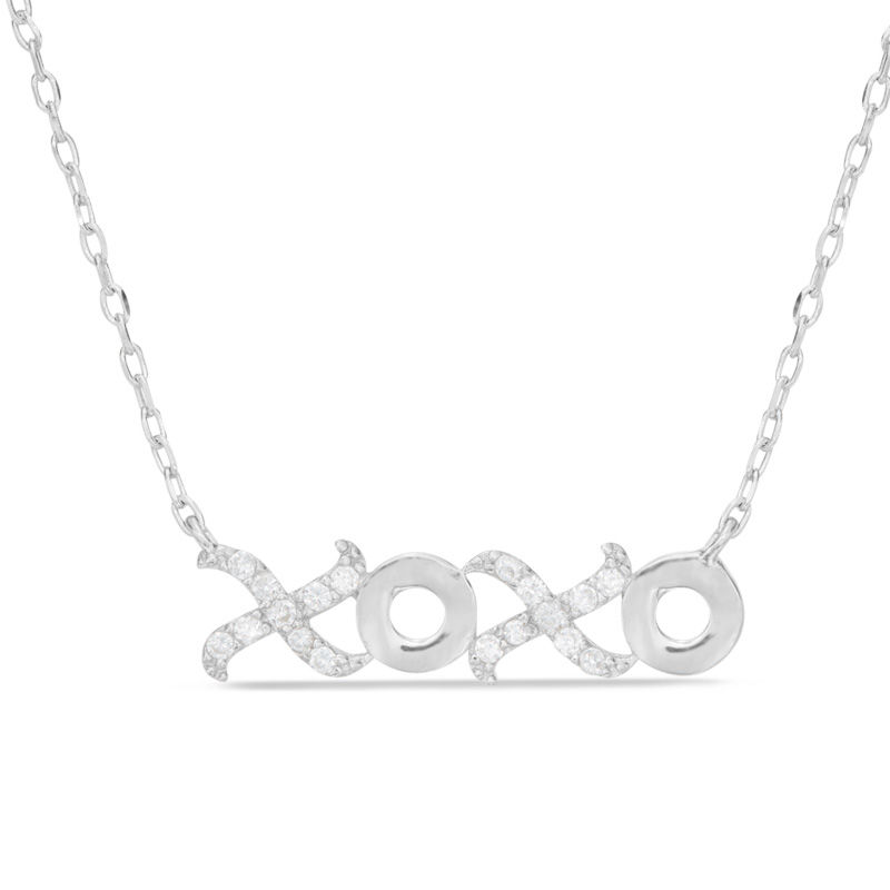 Main Image 1 of Cubic Zirconia "xoxo" Necklace in Sterling Silver