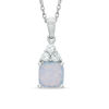 7mm Cushion-Cut Lab-Created Opal and White Sapphire Pendant in Sterling Silver