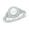 Thumbnail Image 0 of 6mm Cultured Freshwater Pearl and Lab-Created White Sapphire Frame Ring in Sterling Silver - Size 7