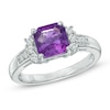 7mm Cushion-Cut Amethyst and Lab-Created White Sapphire Ring in Sterling Silver - Size 7