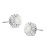 Thumbnail Image 1 of 5mm Freshwater Cultured Pearl and Lab-Created White Sapphire Frame Stud Earrings in Sterling Silver