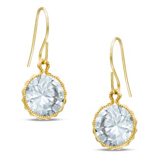 8mm Cubic Zirconia Dangle Drop Earrings in 14K Gold