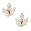 Marquise-Cut Cubic Zirconia Leaf Stud Earrings in 14K Gold
