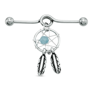 014 Gauge Dream Catcher Charm Industrial Barbell in Stainless Steel - 1-3/8"