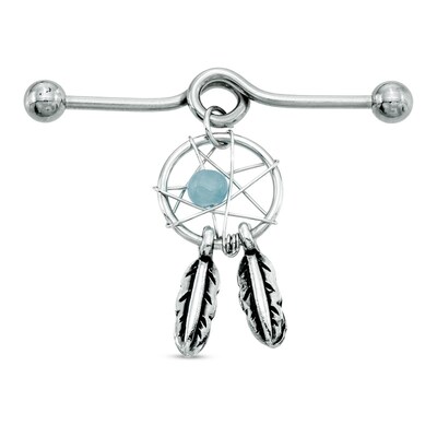 014 Gauge Dream Catcher Charm Industrial Barbell in Stainless Steel - 1-3/8"