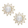 4mm Simulated Pearl and Cubic Zirconia Frame Stud Earrings in 14K Gold