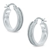 Thumbnail Image 1 of 20mm Glitter Hoop Earrings in Sterling Silver