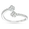 Thumbnail Image 1 of Cubic Zirconia Flower Bypass Adjustable Knuckle Ring in Sterling Silver - Size 3