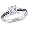 Thumbnail Image 0 of 6.5mm Lab-Created White Sapphire and 1/8 CT. T.W. Enhanced Black Diamond Ring in Sterling Silver