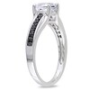 Thumbnail Image 1 of 6.5mm Lab-Created White Sapphire and 1/8 CT. T.W. Enhanced Black Diamond Ring in Sterling Silver