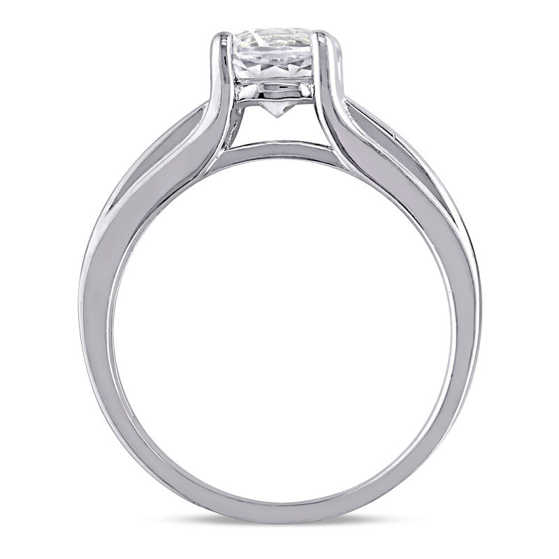 6.5mm Lab-Created White Sapphire and 1/8 CT. T.W. Enhanced Black Diamond Ring in Sterling Silver