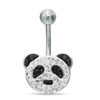 Thumbnail Image 1 of 014 Gauge Crystal Panda Bear Belly Button Ring in Stainless Steel