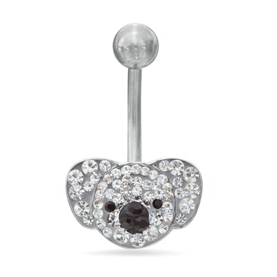 014 Gauge Crystal Koala Bear Belly Button Ring in Stainless Steel