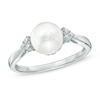 Thumbnail Image 0 of 7.5 - 8mm Cultured Freshwater Pearl and Lab-Created White Sapphire Ring in Sterling Silver - Size 7